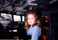 Tracy on the bridge of HMS Belfast